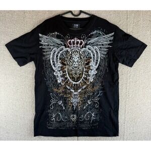 Mens Sz Large LUSH Mens Fashion Black T Shirt All Over Print Kingdom